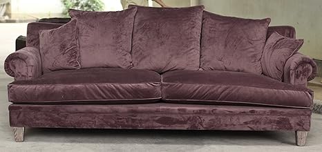 Sofa Couch Textilsofa Wohnzimmer Samt violett lila rot Samtvelour weich