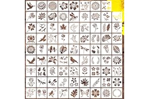 DZXCYZ 80 Pcs 3 x 3 Inch Stencils for Painting on Wood, Reusable Flower Butterfly Bird Bee Plastic Stencils DIY Craft Paint Template Set for Wall Home Decor