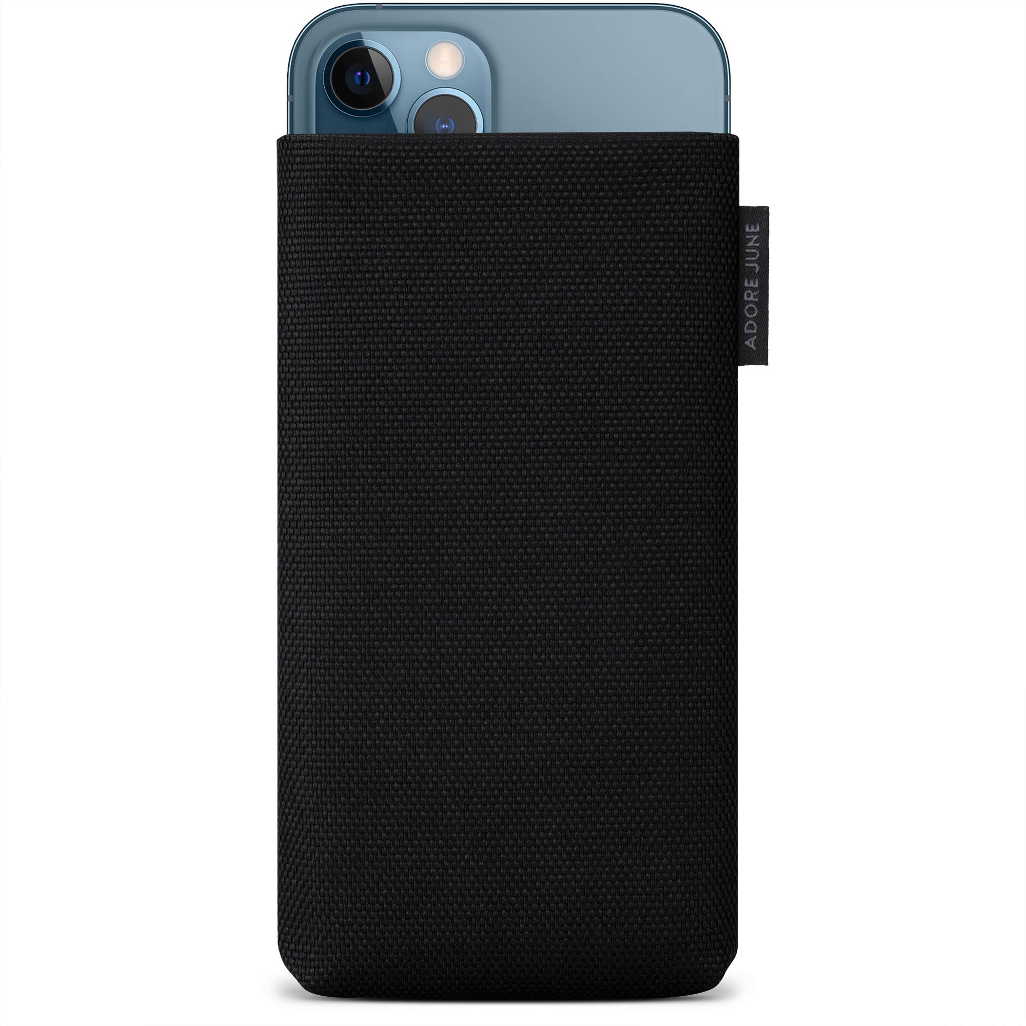 Adore June Mobile Phone Case Classic Recycled Black Compatible with iPhone 13 Pro Max/iPhone 12 Pro Max, Modern Sustainable R-PES Fabrics, Made in Europe