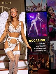 RSLOVE Women Lace Lingerie Set with Garter Belts