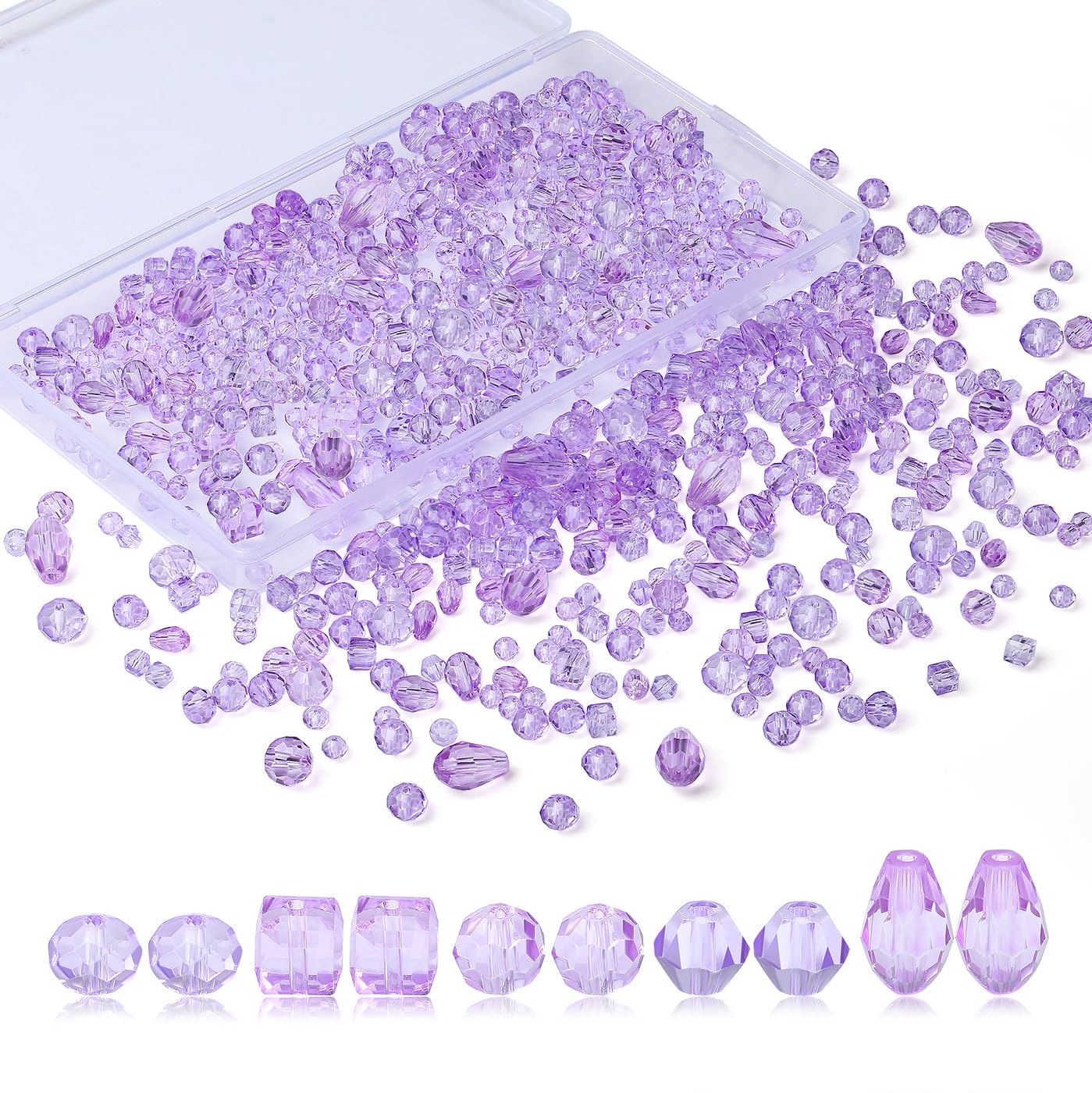 XIANNVXI 800pcs Faceted Purple Glass Beads 4/6/8mm Purple Beads for Bracelet Making for Crafting