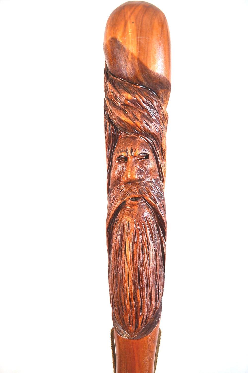 Wood Spirit Walking Stick, 60" Handcarved Cedar Staff made