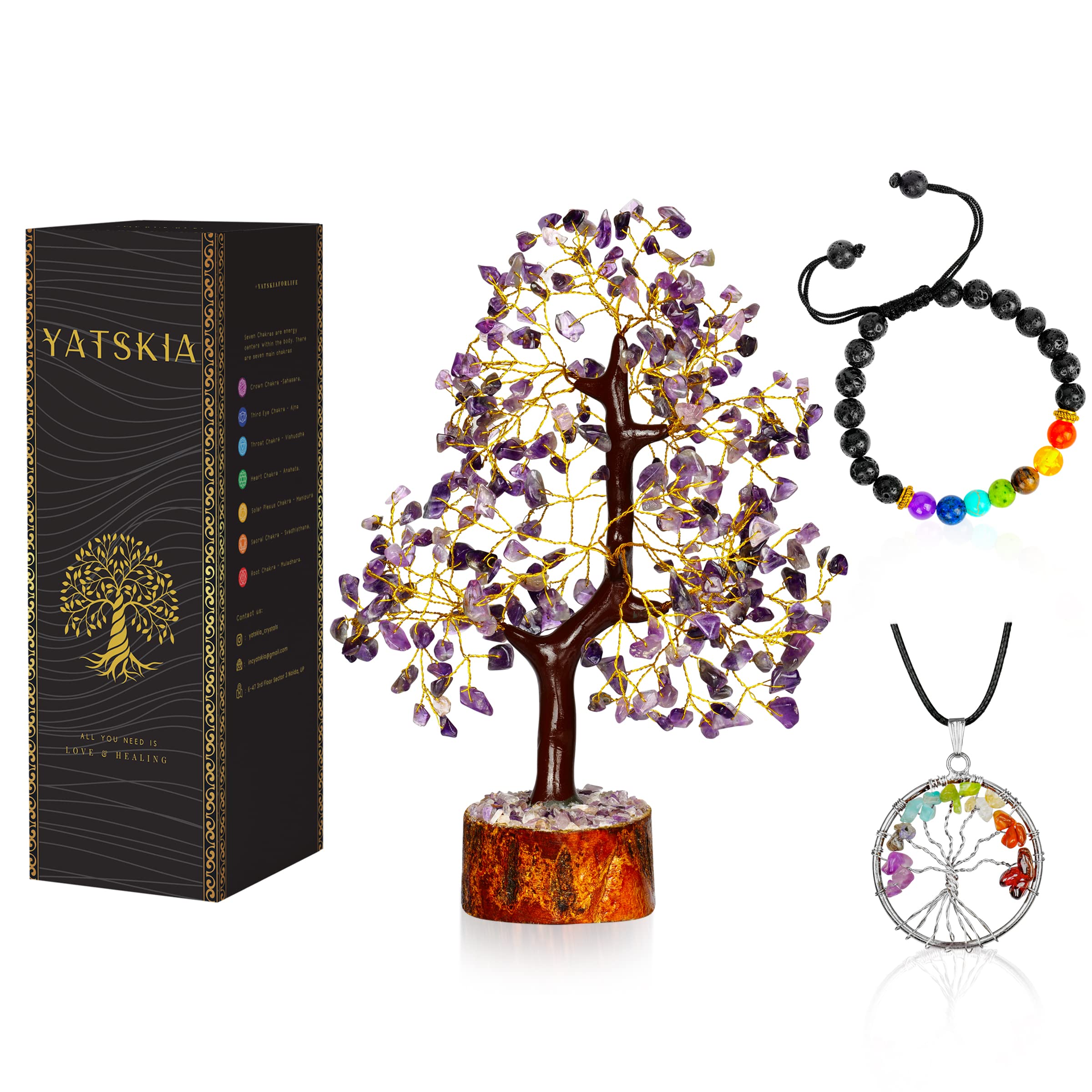 Amethyst Crystal Tree - Bonsai Crystal Tree - Meditation Gifts For Women - Crystal Decor - Gemstone Trees - Ornament Tree - Feng Shui Crystals And Stones - Gemstone Tree Life