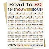OJsensai Large 80th Birthday Card for Friends Grandma Grandpa, Best 80 Year Old Bday Gifts Decorations for Women Men