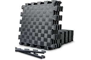 Gym Flooring Puzzle Exercise Mats: 1/2" Thick Interlocking Floor Mats EVA Foam Exercise Tiles for Home Gym Fitness Equipments