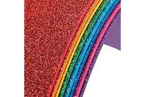 NITELEMN 8 Pack Glitter Foam Sheets Craft 8 x 12 inch, 8 Colors Sparkles Foam Paper for Art Crafts Projects, Classrooms Scrapbook Gift DIY Cutters Card Party Decoration (Rainbow)