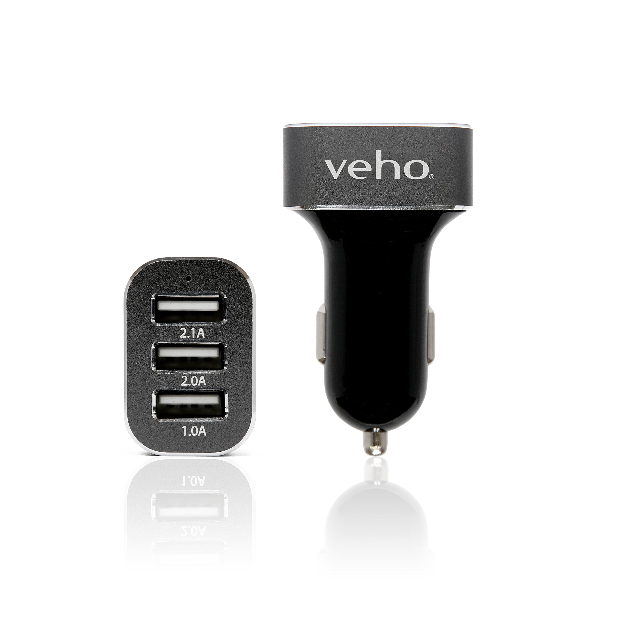 Veho Triple USB 5V 5.1A Car Power Charger for Smartphones & Tablets, Action Cameras, Power Banks, Portable Speakers - Black (VAA-010)