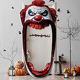 Namalu Halloween Creepy Carnival Decorations Scary Clown Backdrop Door Banners Horror Evil Clown Porch Signs Hanging Decor for Spooky Halloween Photo Booth Props Supplies