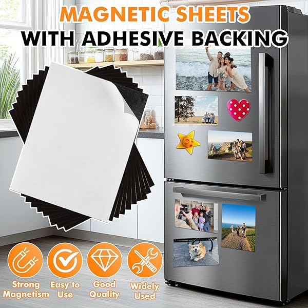 GCFOIR ADHESIVE MAGNETIC SHEETS 8.5 X 11 INCH, 50 PACKS MAGNETIC SHEETS WITH ADHESIVE BACKING – 0.5MM THICKNESS FLEXIBLE MAGNET SHEETS FOR DIES STORAGE, CRAFT PROJECTS, PHOTOS, SCHOOL, OFFICE