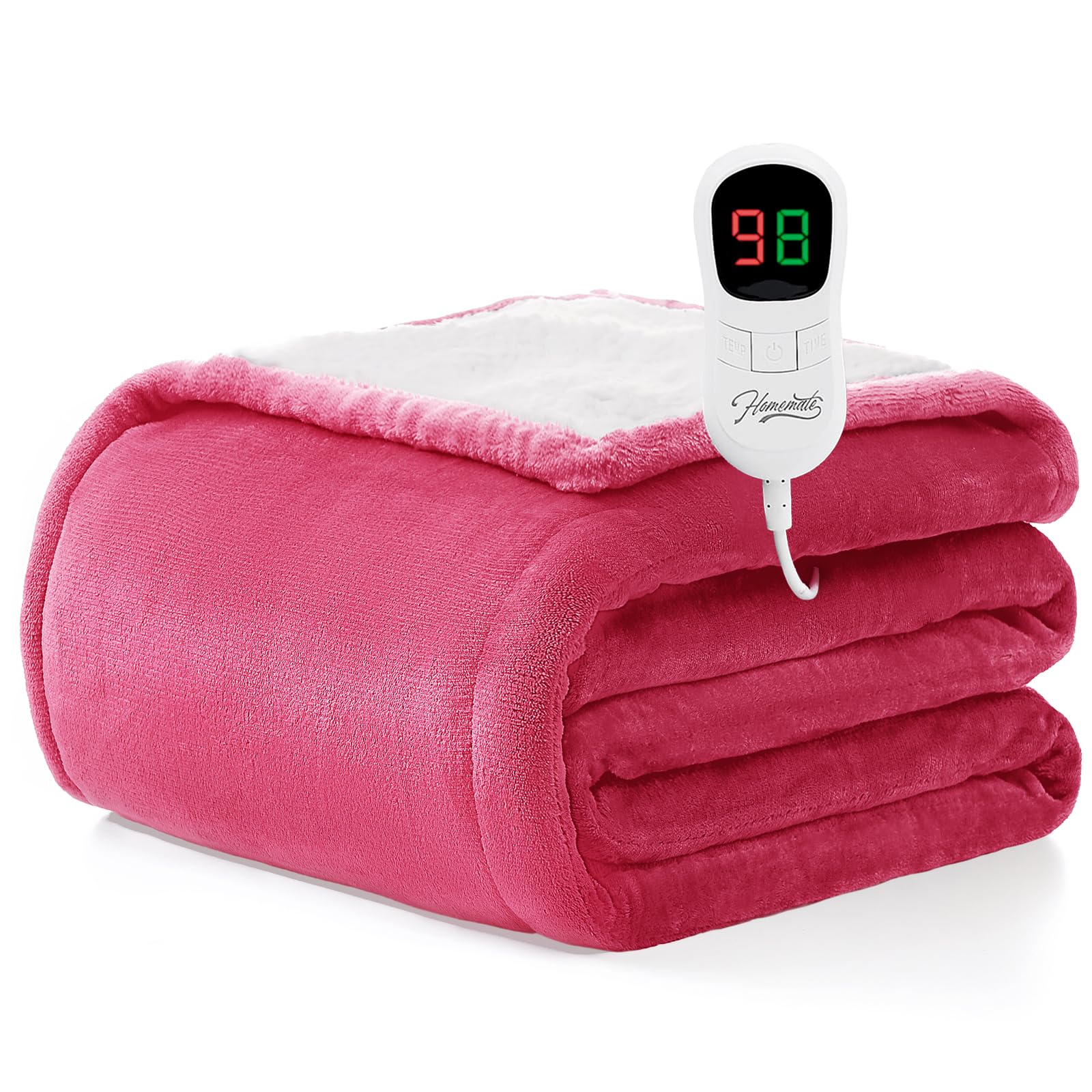 Photo 1 of Homemate Electric Heated Blanket Twin Size - 62"x84" Heating Blanket Twin Size 1/2/4/6/8 Hours Auto-Off 10 Heat Level Over-Heat Protection Flannel Sherpa ETL Certification