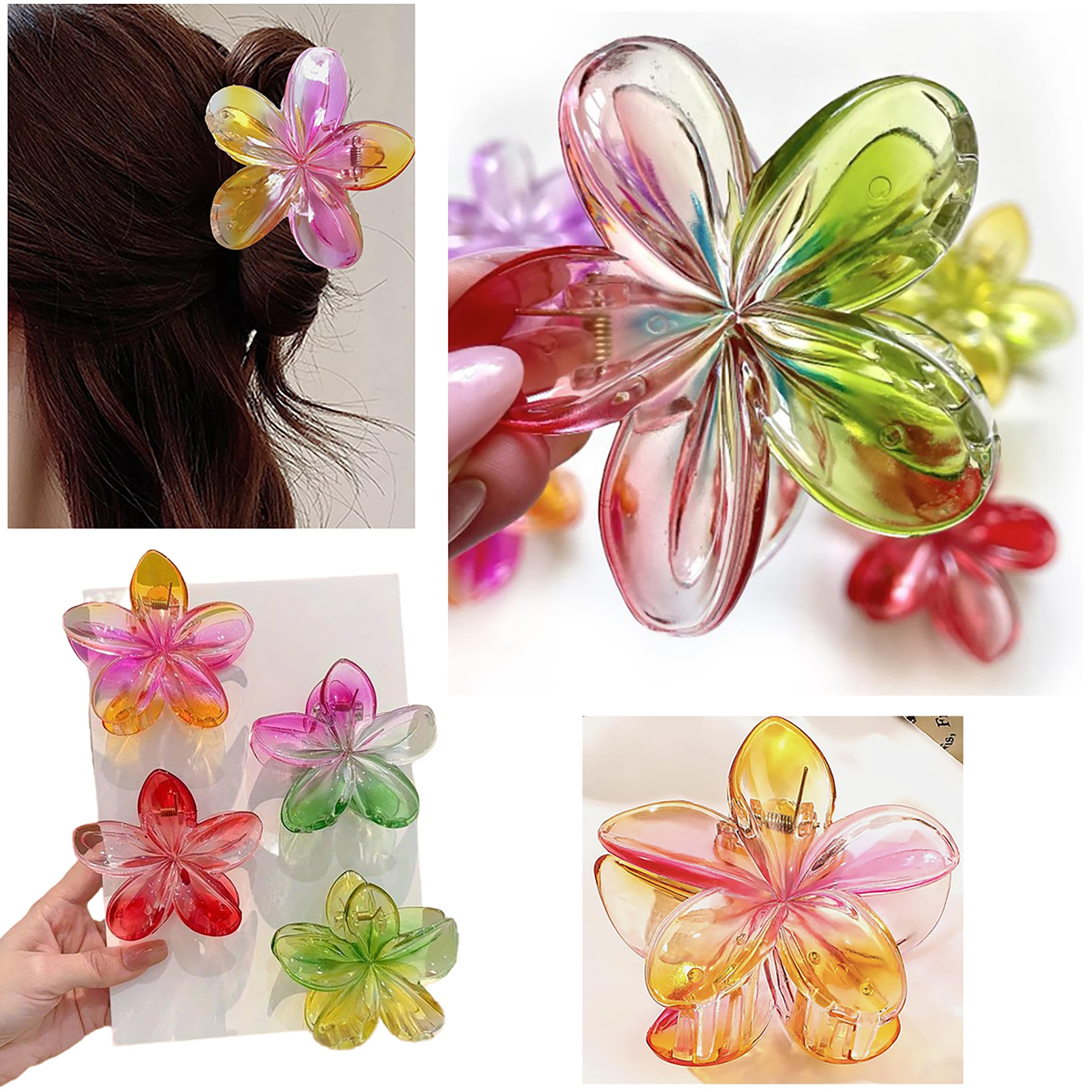 3 ETEREAL Hair CLAW CLIPS -FLOWER HAIR TIES, Ponytail HAIR BOBBLES, Hair BANDS, Large CLAW CLIPS (3 ETHEREAL Tone Claws) — image 1