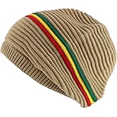Armycrew Deep Crown Oversized RGY Striped 100% Cotton Rasta Skully Beanie