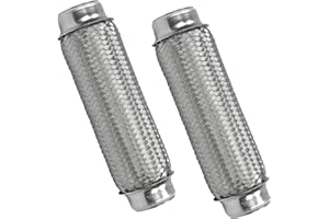 WestMotive, Exhaust Flex Pipe, 2"x10" Heavy Duty Stainless Steel Double Braid Flexible Tube 10" Overall Length, 2 Pack