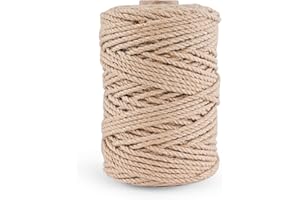 MKMJ Natural Jute Twine 656ft 4mm,3Ply Twisted Thick Twine Rope Strong Jute String Roll for Crafts Gift Wrapping Gardening Home Decor Bundling Cat Scratching Post