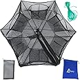 Drasry Black Fishing Bait Trap Foldable Fish Net for Minnow Crab Crayfish Crawdad Shrimp Trap Cast Net Dip Cage Collapsible Easy Use 4 6 Hole Fishing Accessories