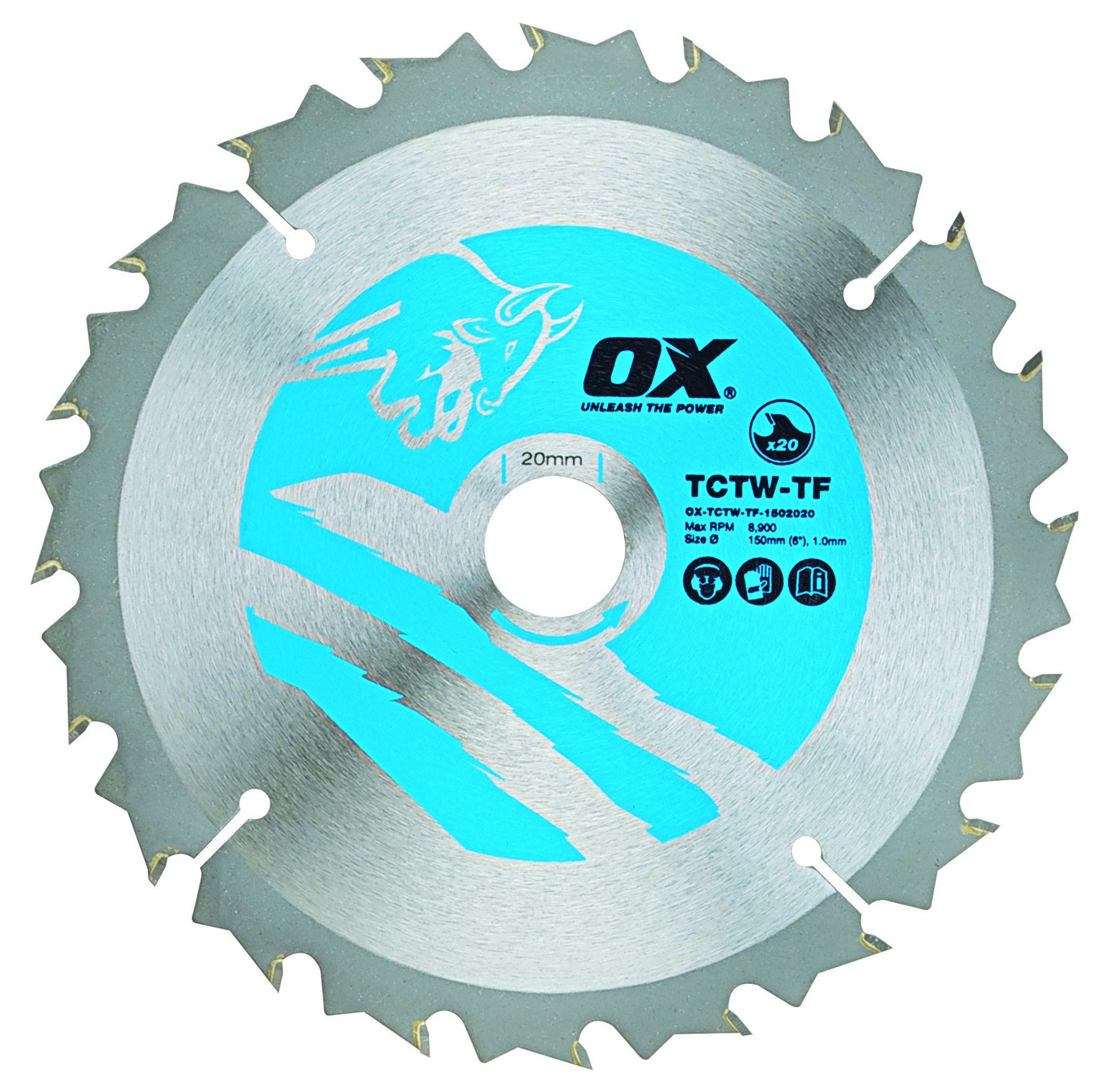 OX Wood Cutting Thin Kerf Circular Saw Blade 150/20mm, 20 Teeth ATB