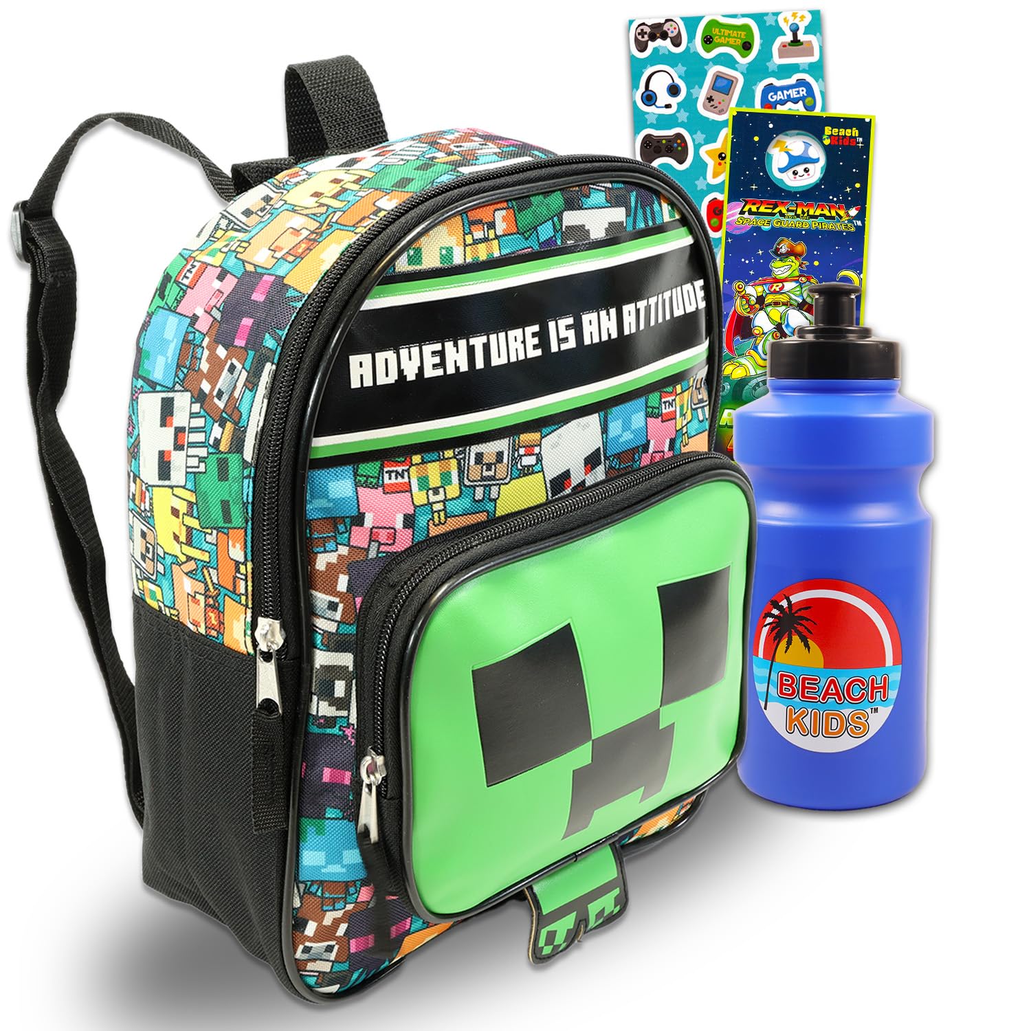 Photo 1 of Minecraft Mini Backpack for Boys - Bundle with 11" School Bag Plus Stickers, Water Bottle, and More | for Boys 4-7