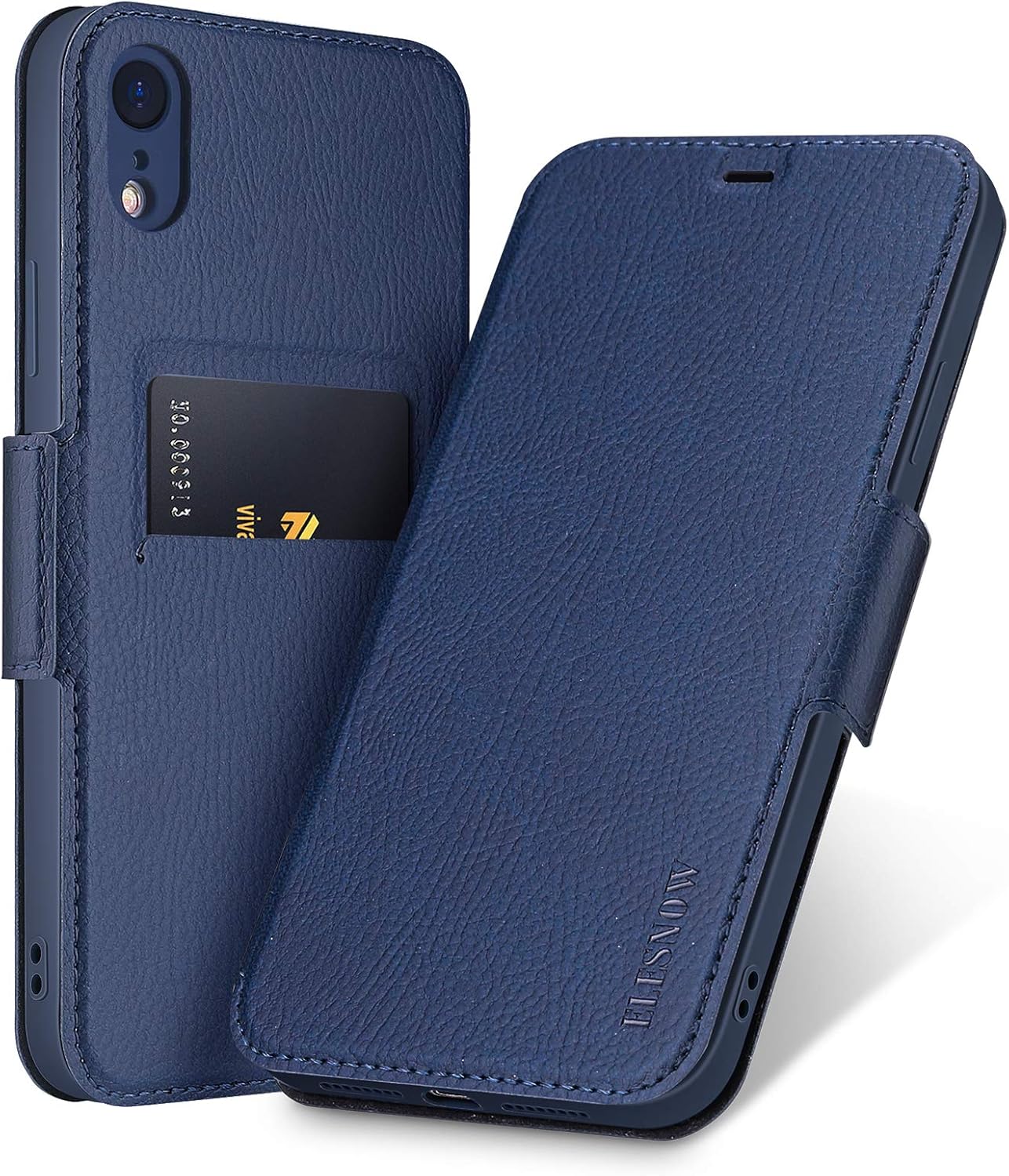 ELESNOW Case Compatible with iPhone XR, Leather Flip Cover