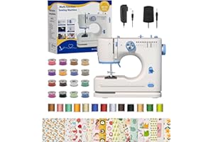 NEXGENZ Portable Sewing Machine, Lncludes Beginner Basic Sewing Machine Kit, 12 Stitch Patterns Built-In, Versatile 2-Speed Foot Pedal, Great for Beginners, Adults, Home Use - Blue and White