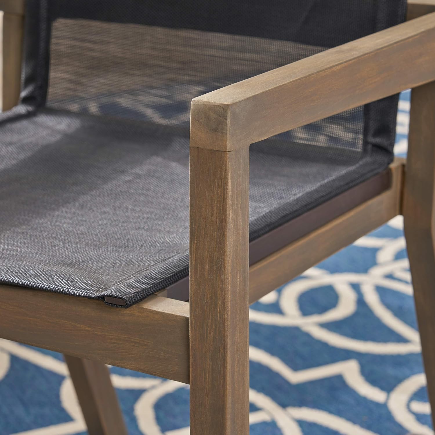 Christopher Knight Home 305156 Jimmy Outdoor Acacia Wood and Mesh Dining Chairs (Set of 2), Gray Finish : Garden & Outdoor