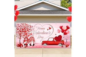 Avezano Happy Valentine's Day Garage Door Decorations 6 x 13 ft Valentine's Day Backdrop Large Valentine's Day Garage Door Banner Cover for Wedding Bridal Shower Party