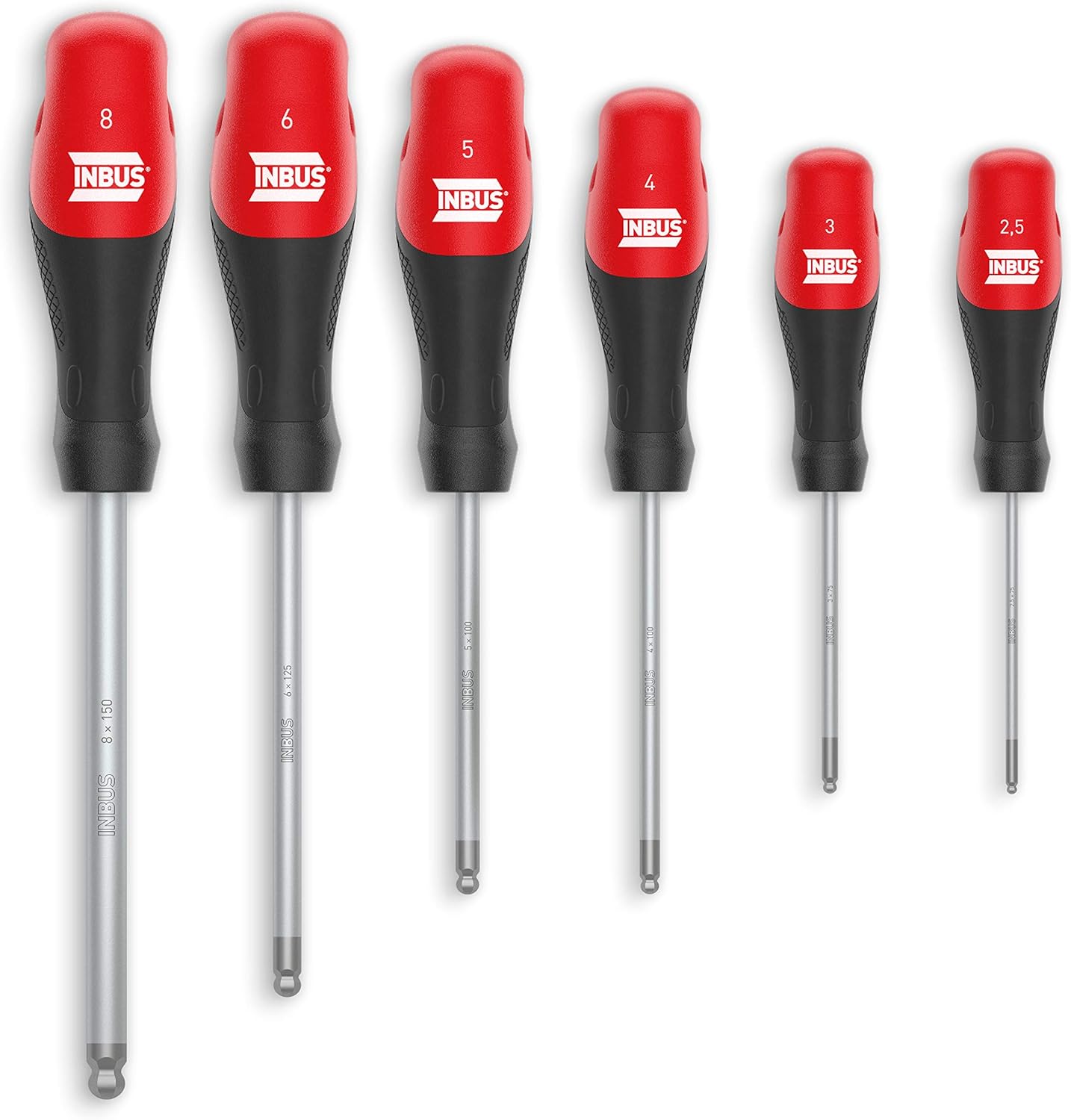 INBUS® 79863 Schraubendreher Set 6tlg, 2.5–8mm, mit Kugelkopf & HybridTouch — Das Original ...