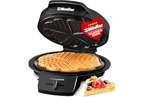 MÜELLERHOME Mueller Heart Waffle Maker, 5 Belgian Waffle Iron, Adjustable Browning Control, Cool Touch Handle, Compact and Easy to Clean, Great Mother’s Day Gift