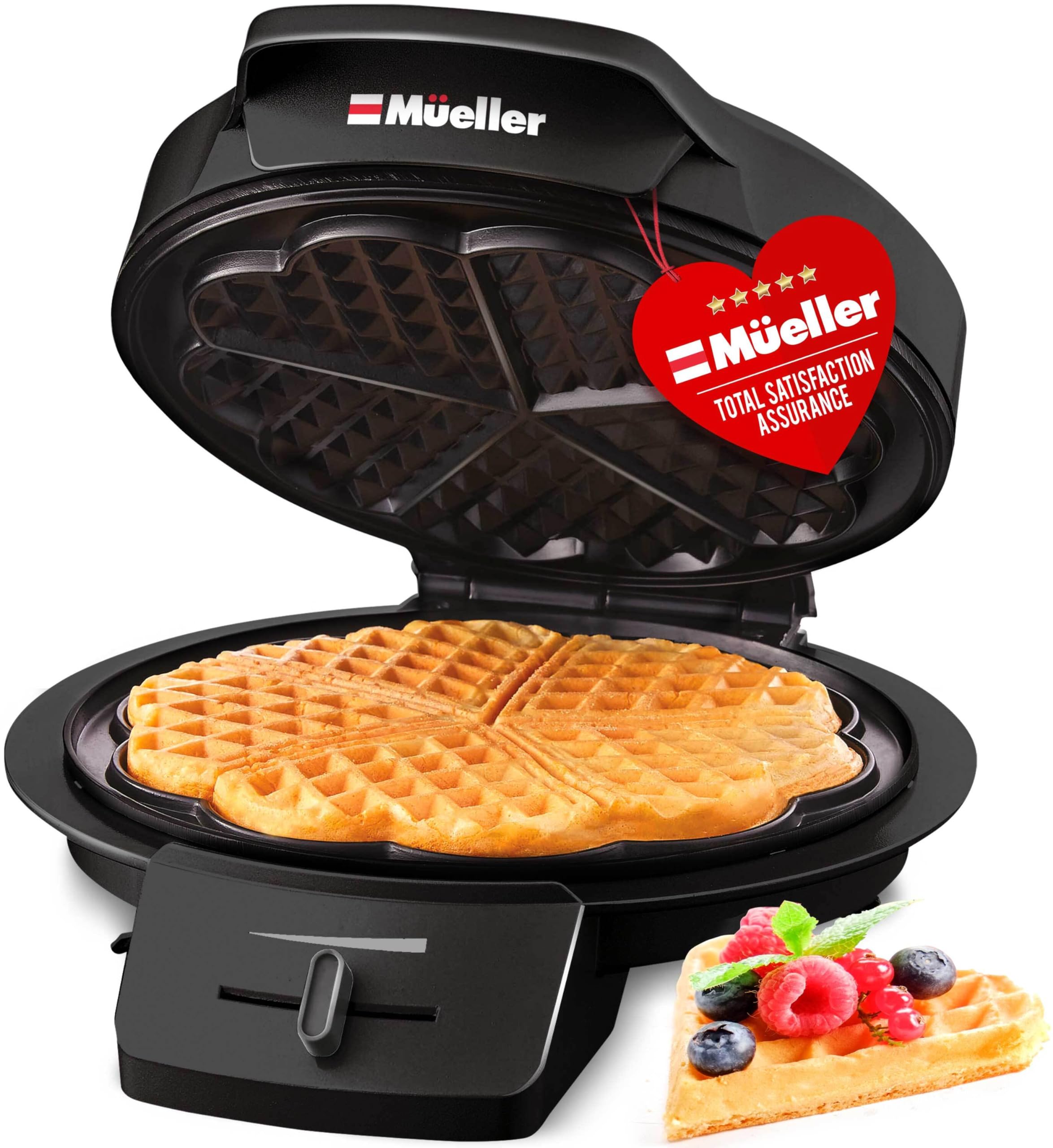 Photo 1 of Mueller Heart Waffle Maker, 5 Waffle Iron, Adjustable Browning Control & Nonstick, Cool Touch Handle, Easy to Clean, Small Kitchen Appliances