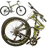 URBICIKA 26 Inch Folding Bike, 21 Speed Full Suspension Mountain Bike for Adults/Men/Women Bicycle