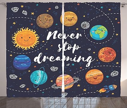 Quotes Decor Curtains Cute Outer Space Planets And Star