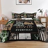 Pamnest Quilt Set King Size, Cabin Deer Animal Tree 3 Pcs Soft Bed Cover Bedding Set for Kids and Adults, Rustic Mountains Gray Lightweight Bedspread Coverlet with Pillow Sham for All Season