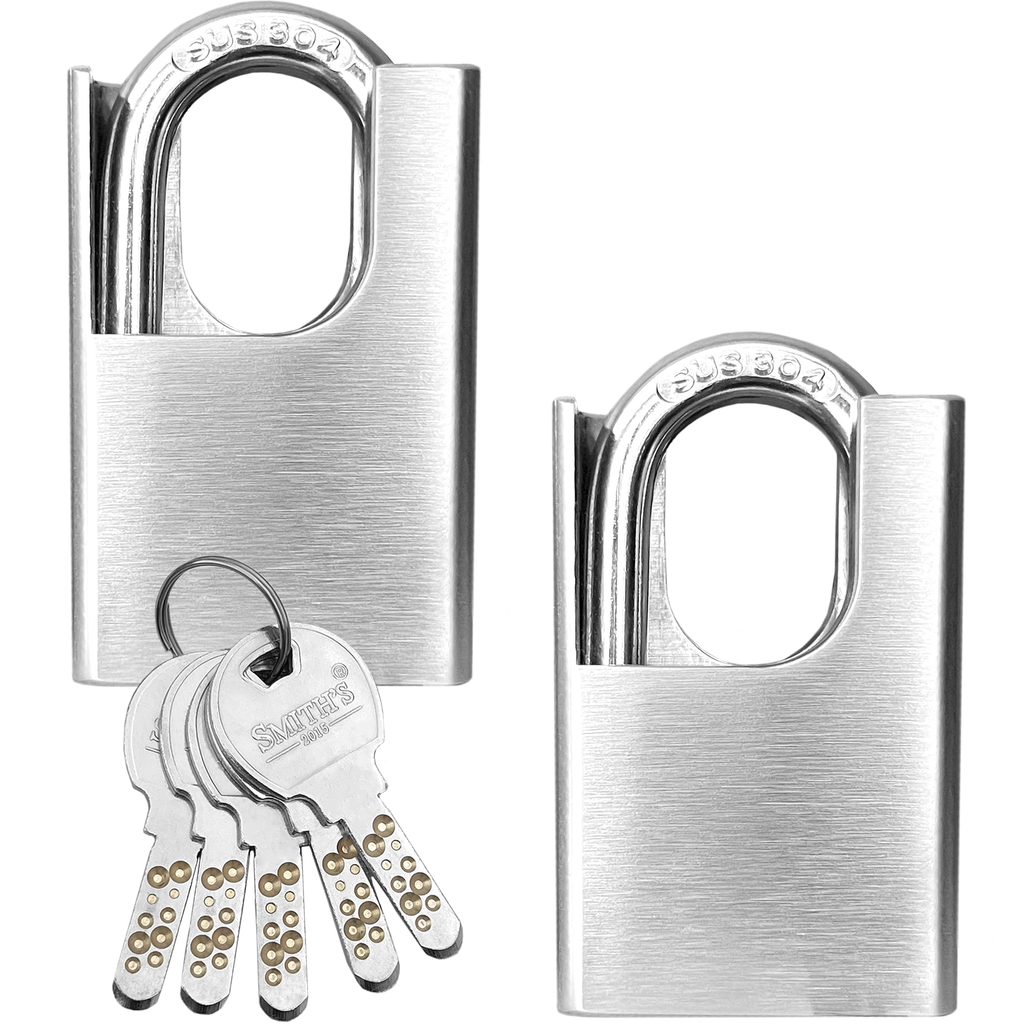 Heavy Duty Padlocks by Smith’s® | 60mm x 40mm | 2 Pack | Stainless Steel | 10 Keys | Perfect for Warehouse, Container, Garage, Shutter, Gate, Chain, Shed Lock