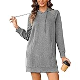 Quenteen Hoodie Dress for Women Sweatshirt Dress Oversized Casual Split Hem 2025 Fall Winter Pullover Dresses with Pockets
