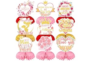 AUSHENKE Mothers Day Decorations Mothers Day Centerpiece for Mothers Day Table Party Decorations Mothers Day Honeycomb Centerpiece for Mothers Day Decoration, 9Pcs