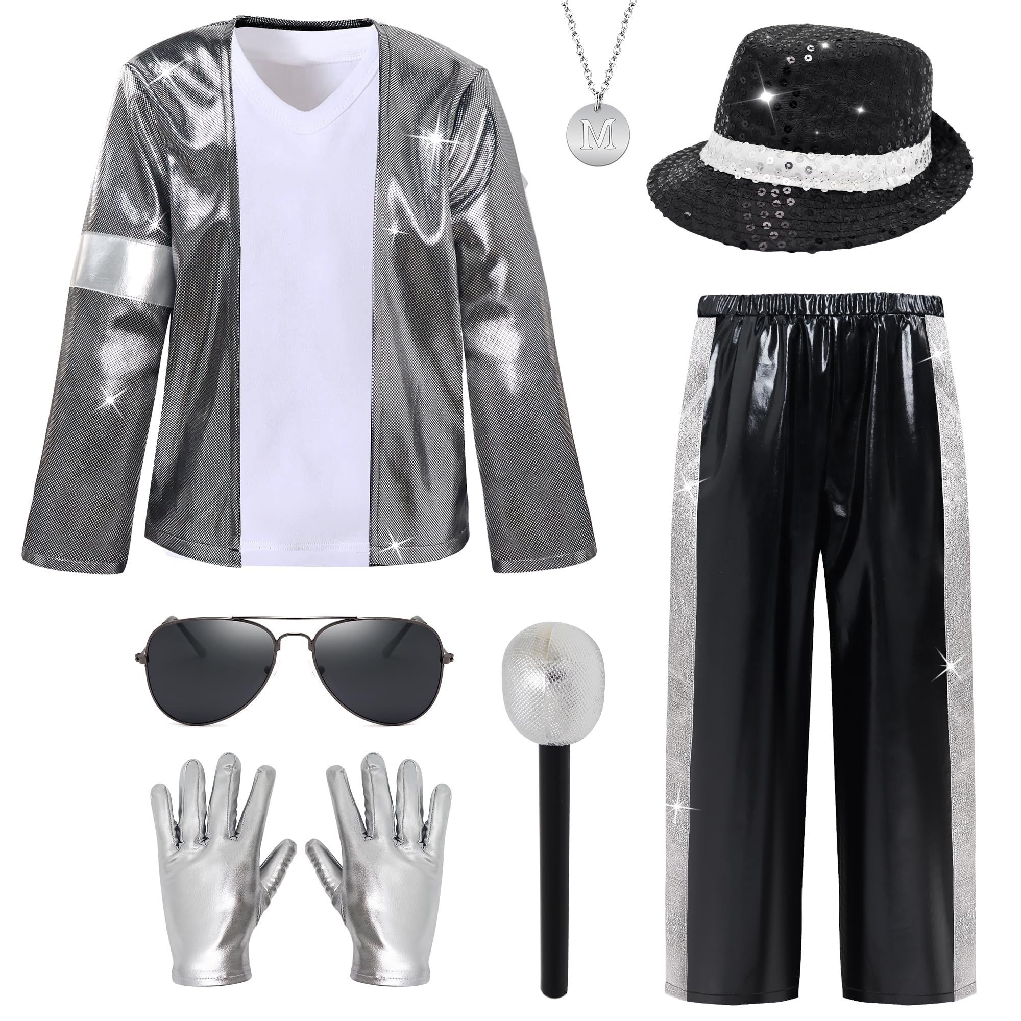 Dance Star Costume For Kids 80S 90S Pop Stage Cosplay Party Halloween Role Play 3-5T White Black