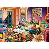 HUADADA Jigsaw Puzzles 1000 Pieces for Adults, Mischievous Pets Dog and Cat Puzzles for Adults 1000 Pieces Family Games Funny