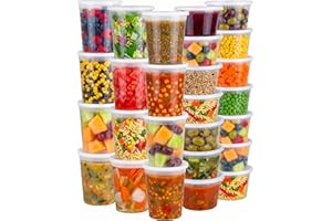 Deli Food Containers with Lids - (48 Sets) 24-32 Oz Quart Size & 24-16 Oz Pint Size Airtight Food Storage Takeout Meal Prep C