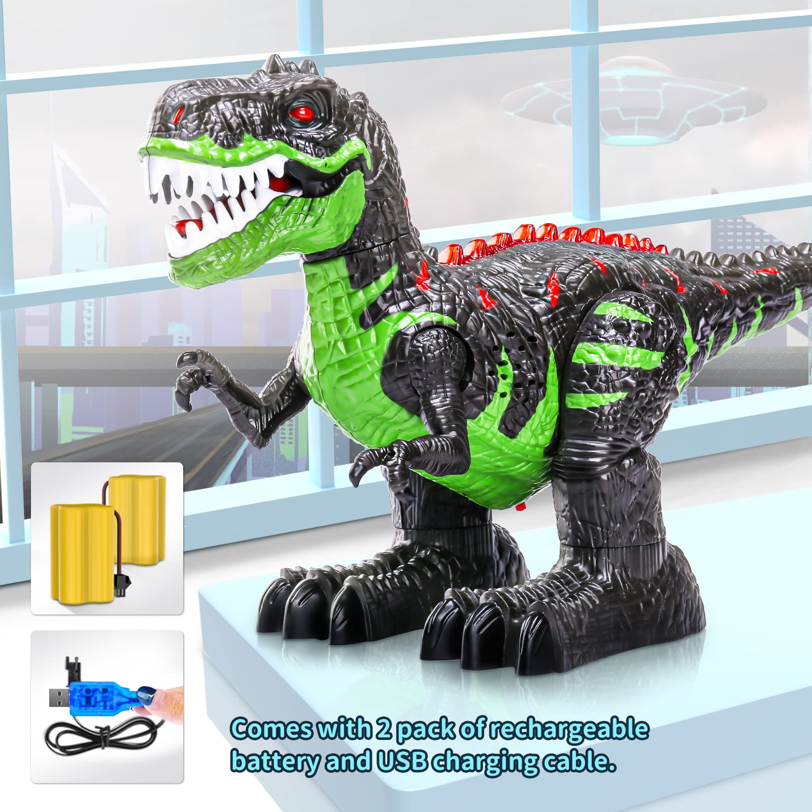 TEMI 8 Channels 2.4G Remote Control Dinosaur Toys for Kids 3 4 5 6 7