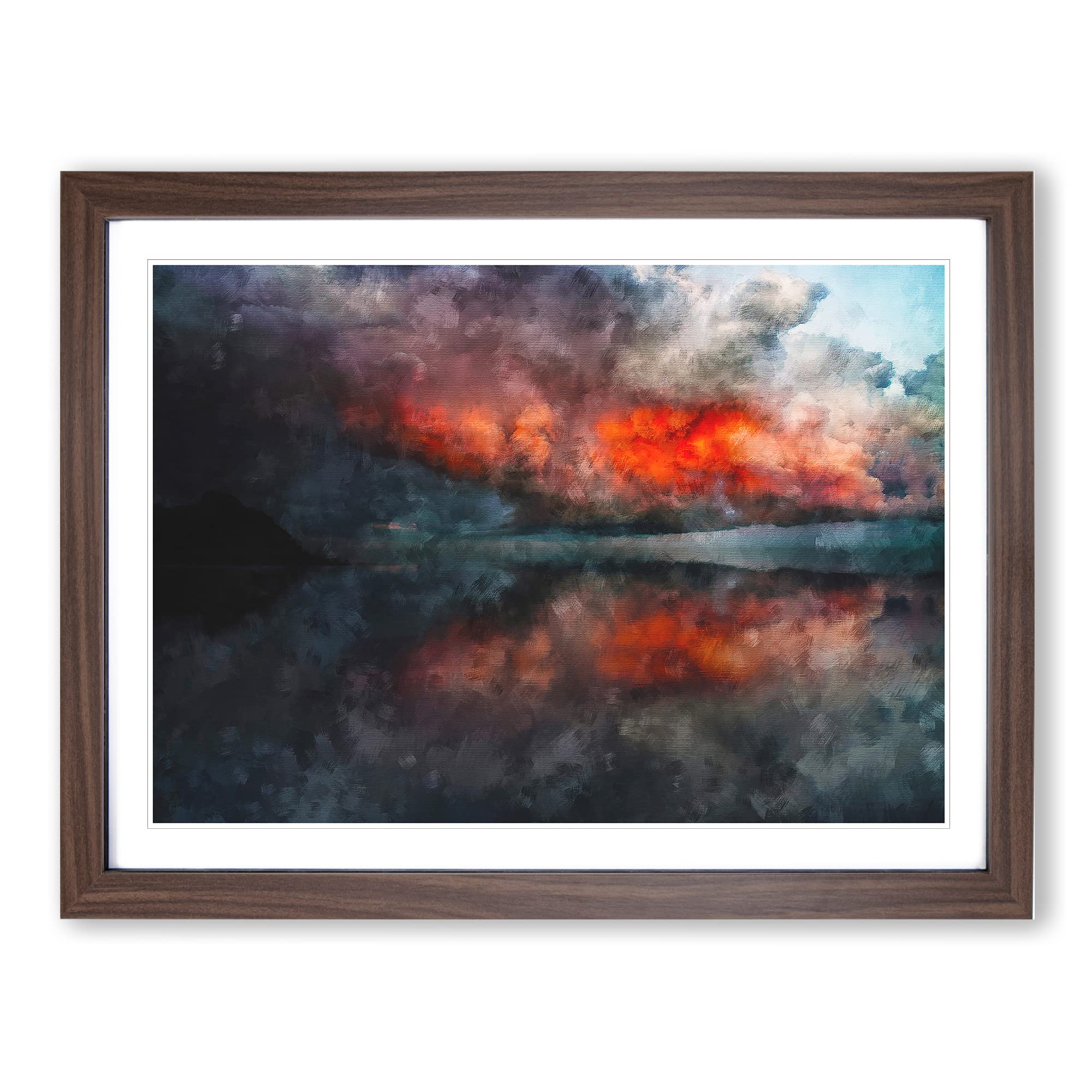 Storm Approaching Painting Modern Art Framed Wall Art Print, Ready to Hang Picture for Living Room Bedroom Home Office Décor, Walnut A4 (34 x 25 cm)