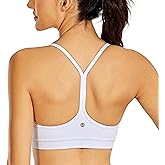 CRZ YOGA Butterluxe Womens Y-Back Racerback Sports Bra - Spaghetti Straps Wireless Scoop Neck Athletic Padded Yoga Tops