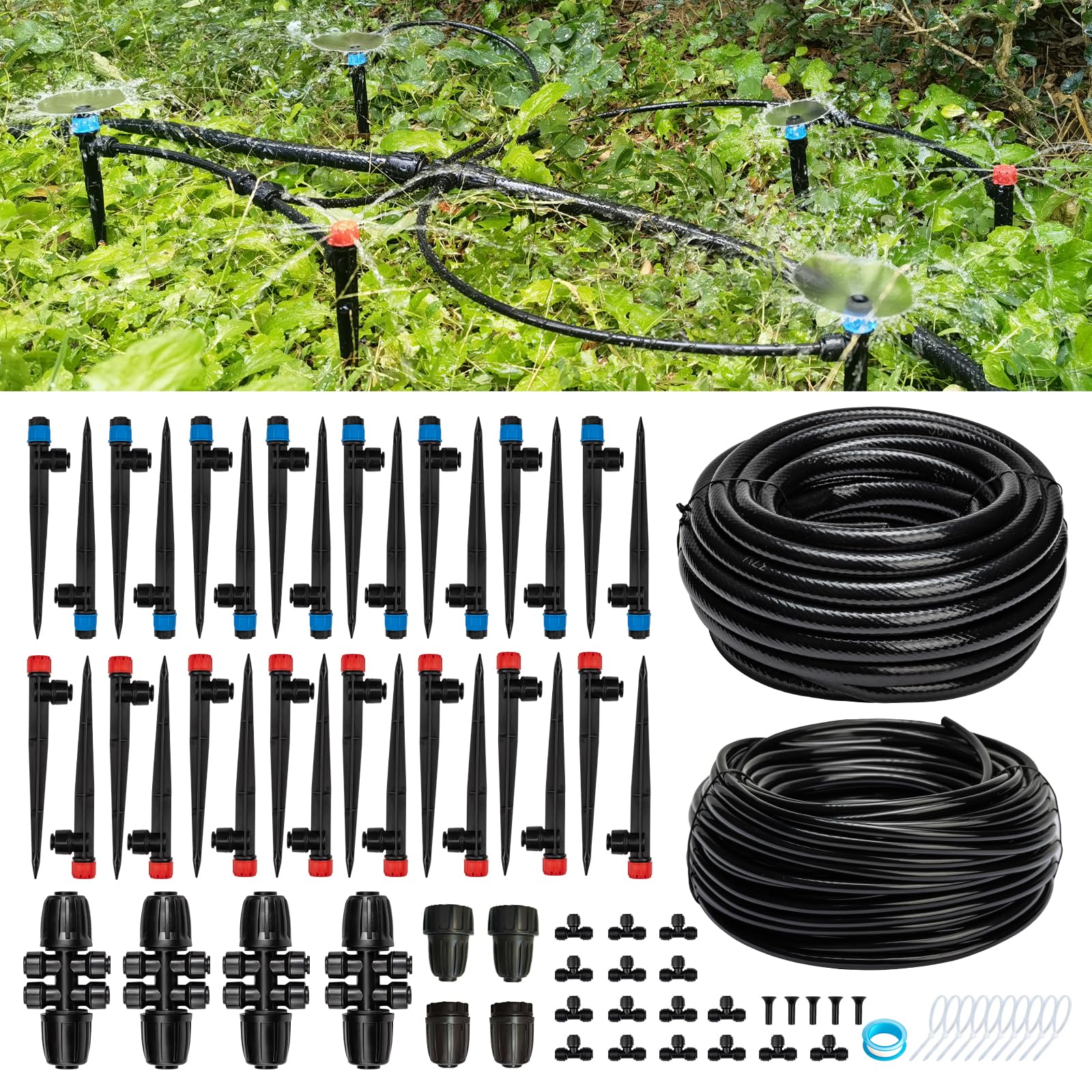 Photo 1 of Riboud Quick-Connect 200FT Drip Irrigation System Kit, Automatic Garden Plant Watering System for Greenhouse, Yard, Lawn, with 1/2 inch 1/4 inch Irrigation Tubing Hose and Accessories