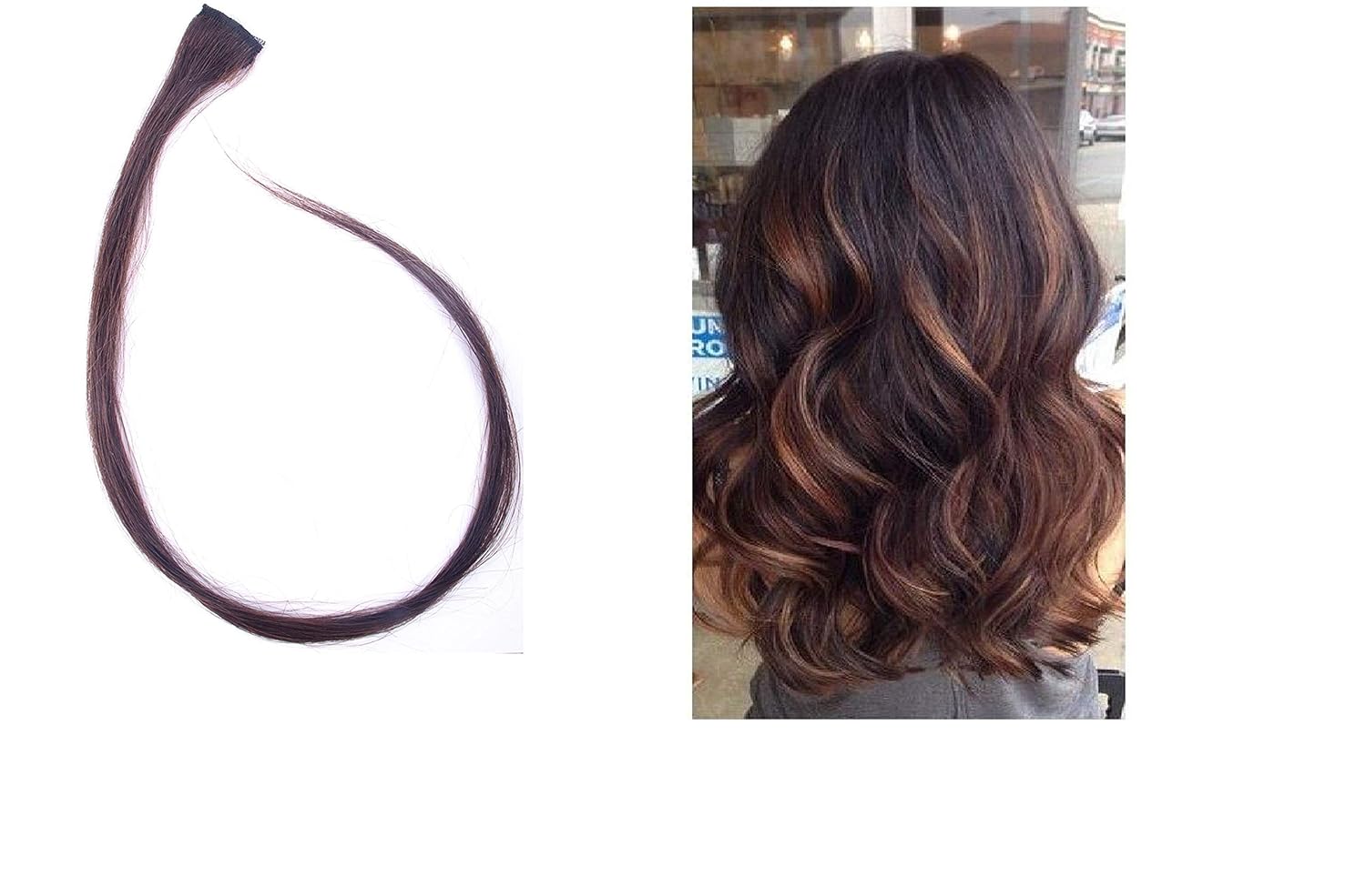 Ekan Human Hair Straight Streak Highlighter Hair Extensions For