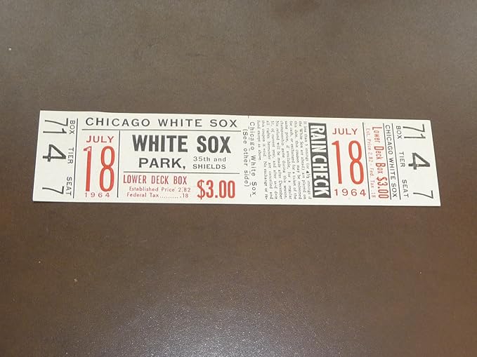 1964 CHICAGO WHITE SOX FULL TICKET RON HANSEN PICTURE ON BACK NR MINT at Amazon's Sports