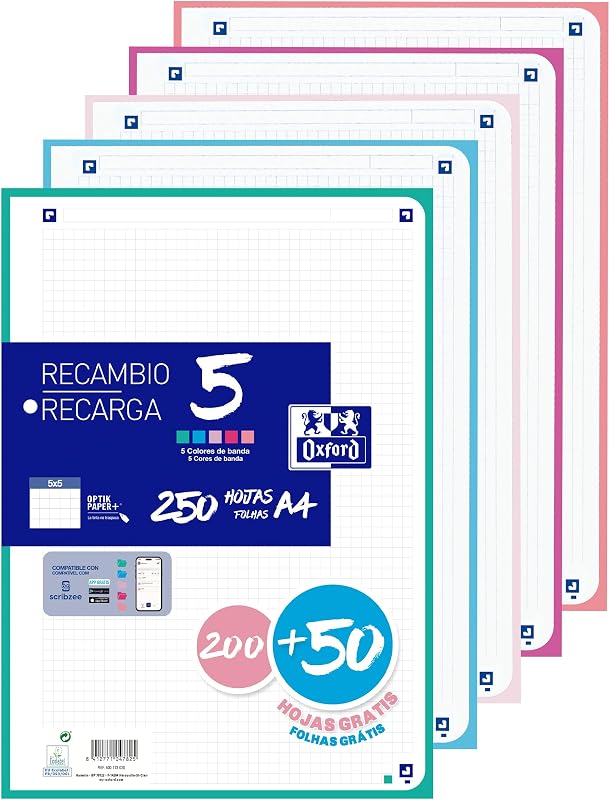 , folhas de grelha perfurada A4, recarga de lima, grelha 5x5, 4 furos, 5 cores de banda pastel, 250 folhas
