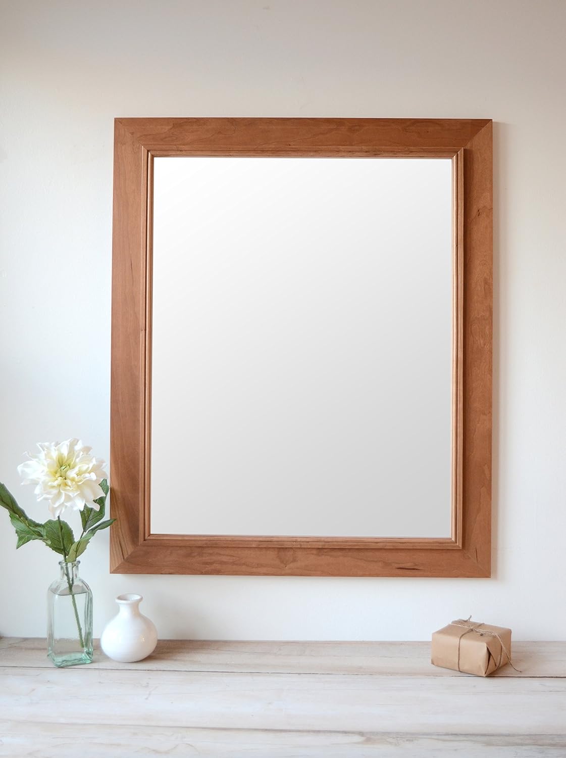 Cherry Mirror with Beaded Trim Handmade