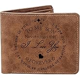 THTCSQ To My Son Gifts,Leather Wallet for Men,Engraved Personalized Leather Wallet,Birthday Christmas Gifts for Son from Mom Dad,Inspirational Gifts for Boy (Never forget Son)