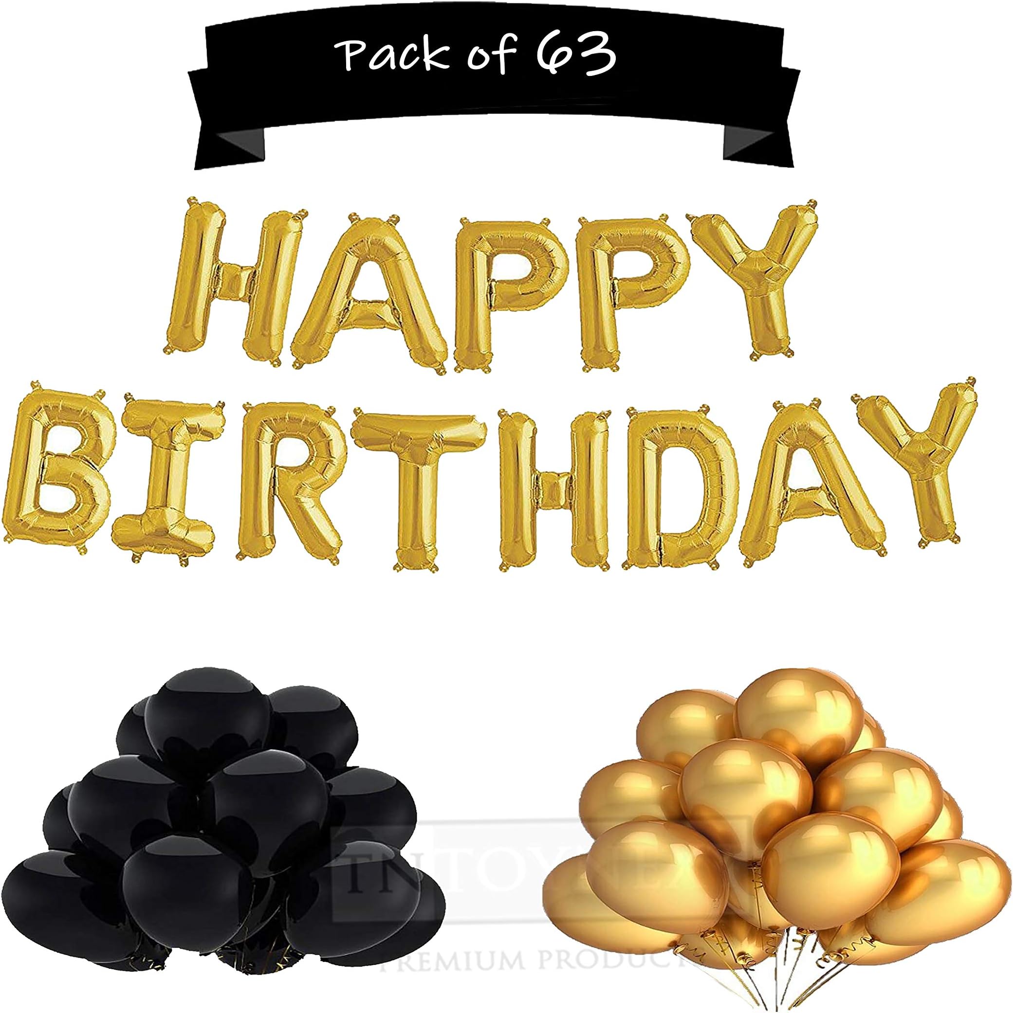 TNDECORLYยฎ Happy Birthday Letters Foil Balloon Set Birthday Decoration Kit / Theme Decoration Balloons, Birthday Balloons for Decoration - Gold