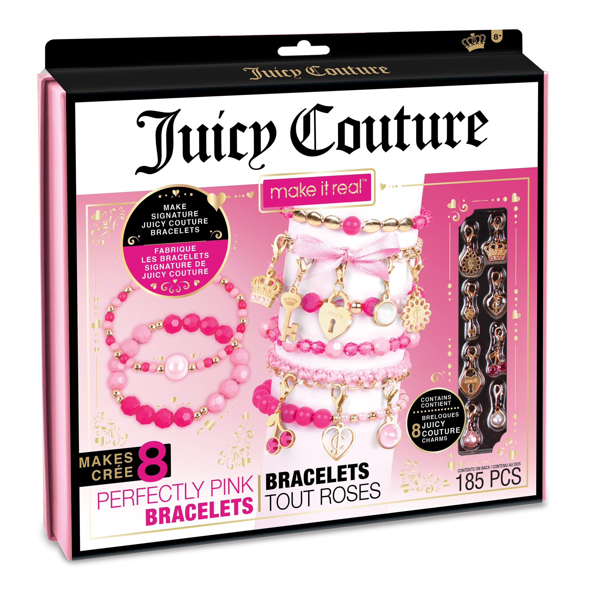 Make It Real Juicy Couture Perfectly Pink Friendship Bracelet Making Kit - Kids DIY Jewellery Making Kit with Charm and Beads - Gifts for Girls