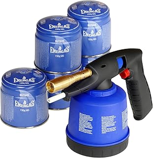 Lötlampe incl. 5 Stechkartuschen Bunsenbrenner Gasbrenner Lötbrenner Piezo-Zündung löten Gas Lötmeister