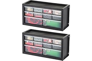 IRIS USA Small Plastic Storage Drawers, 10-Drawer - 2 Pack, Stackable Teacher Toolbox Craft Small Parts Bead Screw Hardware Building Bricks Organizer, Drink and Water Flavor Packet Organizer, Black
